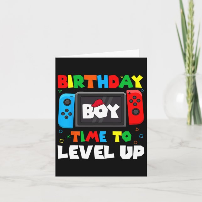 Carte Anniversaire Garçon Temps De Niveau Up Video Jeu A (Devant)