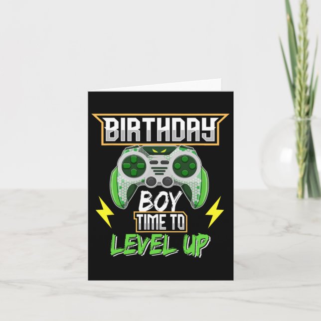 Carte Anniversaire Garçon Temps De Niveau Up Video Jeu A (Devant)