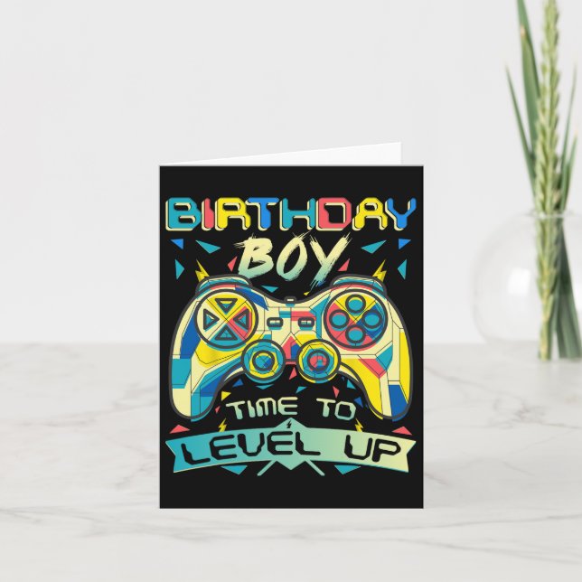 Carte Anniversaire Garçon Temps De Niveau Up Video Jeu A (Devant)