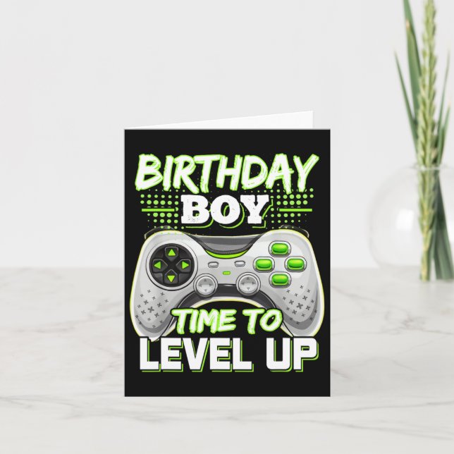 Carte Anniversaire Garçon Temps De Niveau Up Video Jeu A (Devant)