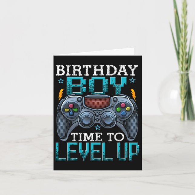 Carte Anniversaire Garçon Temps De Niveau Up Video Jeu A (Devant)