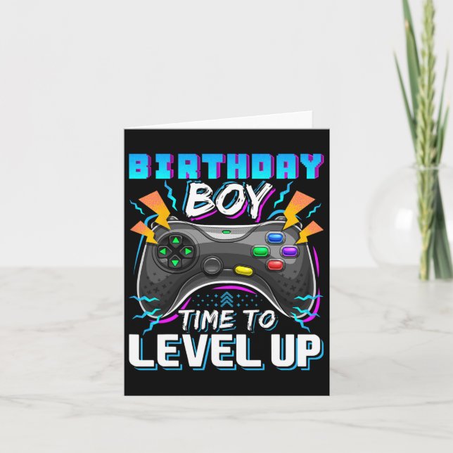 Carte Anniversaire Garçon Temps De Niveau Up Video Jeu A (Devant)