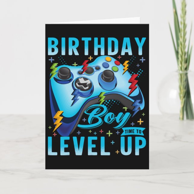 Carte Anniversaire Garçon Temps De Niveau Up Video Jeu A (Devant)