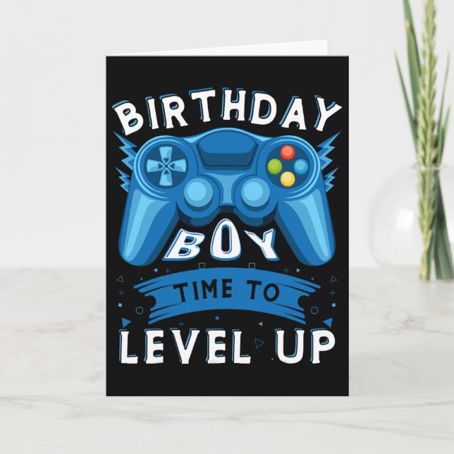 Carte Anniversaire Garçon Temps De Niveau Up Video Jeu A (Devant)