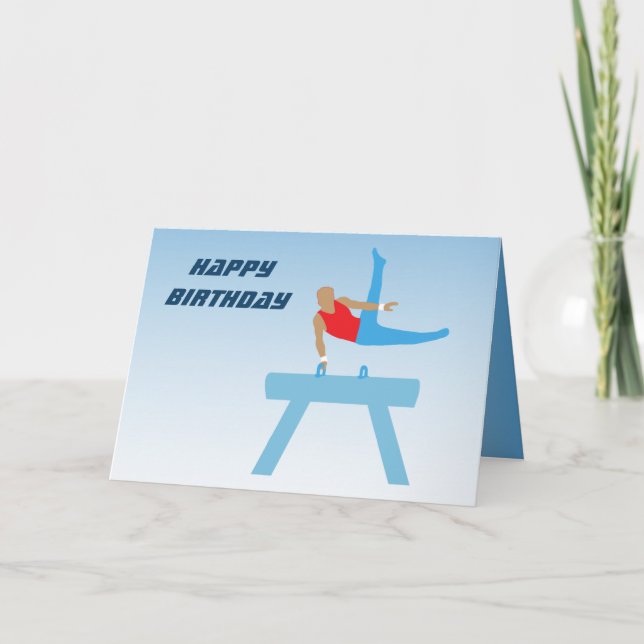 Carte Anniversaire Garçons Gymnastique Pommel Horse (Devant)