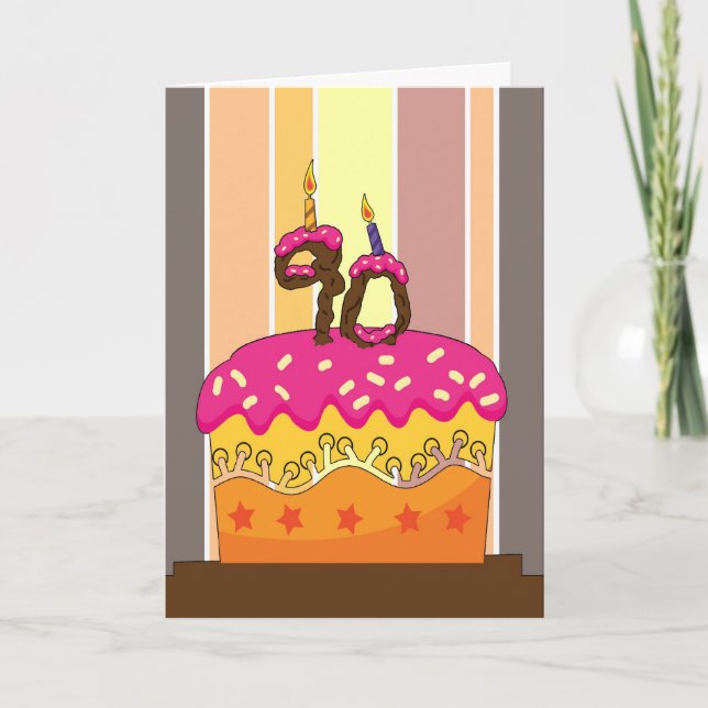 Carte anniversaire - gâteau avec bougies 90 - 90e annive (Devant)
