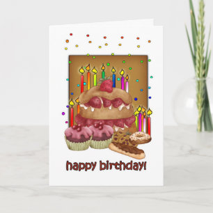 Carte Anniversaire - Gâteaux Cookies Coupe Gâteaux