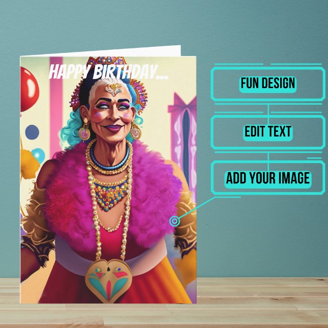 Carte Anniversaire Gay de la vieille reine des coeurs (Make sure their LGBTQ+ birthday is as gay as they are.)