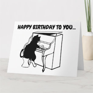 CARTE ANNIVERSAIRE GÉANTE CHAT JOUANT DU PIANO