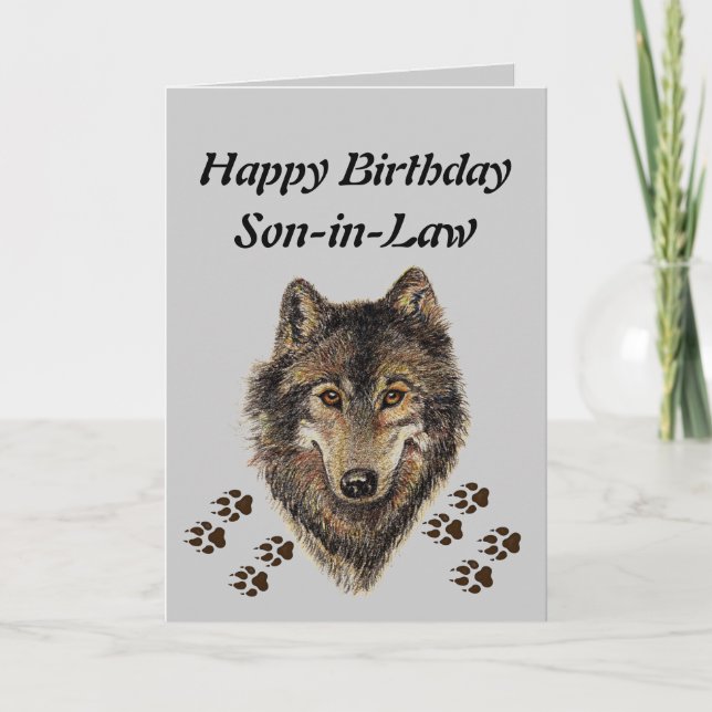 Carte Anniversaire gendre, Loup, Loups, Animal, Nature (Devant)
