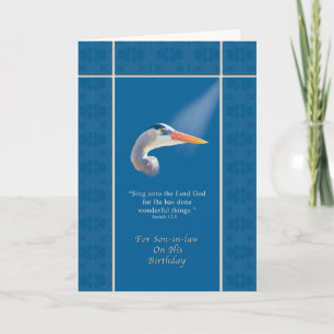Carte Anniversaire, gendre, Religieux, Grand Héron Bleu