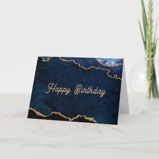 Carte Anniversaire Geode Bleu Doré