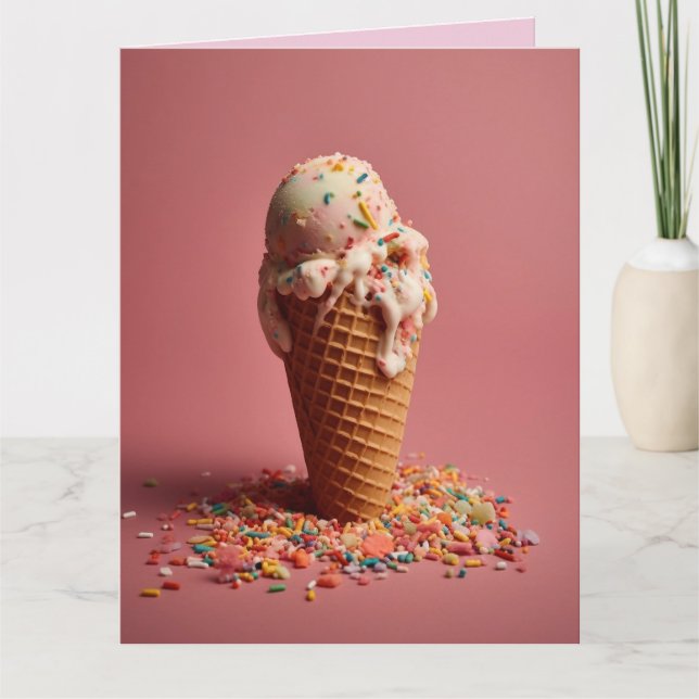 CARTE ANNIVERSAIRE GLACE CONE GROG GREETING CARD (Devant)