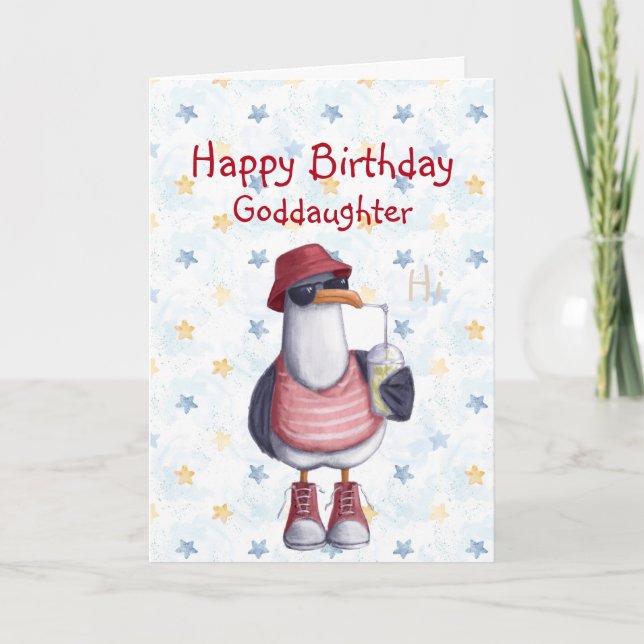 Carte Anniversaire Godgirl Amusement Cool Seagull Bird C (Devant)