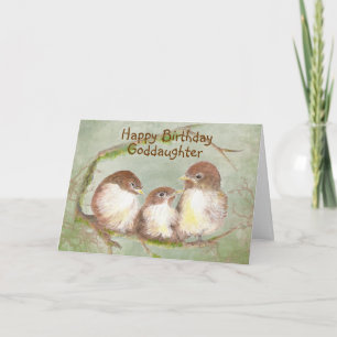 Carte Anniversaire Godgirl Cute Sparrow Bird Famille