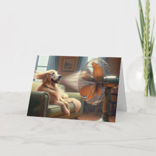 Carte Anniversaire Golden Retriever Avec Ventilateur Rét