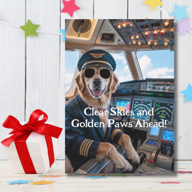 Carte Anniversaire Golden Retriever Chien Pilote drôle (Créateur téléchargé)