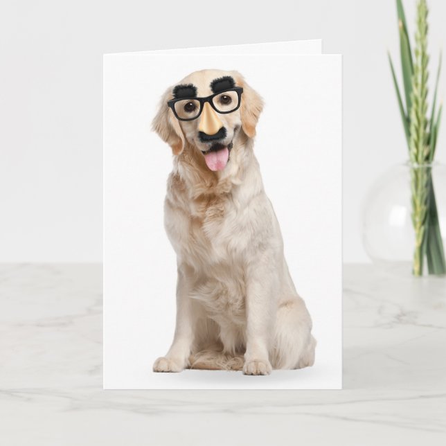 Carte Anniversaire Golden Retriever dans un masque (Devant)