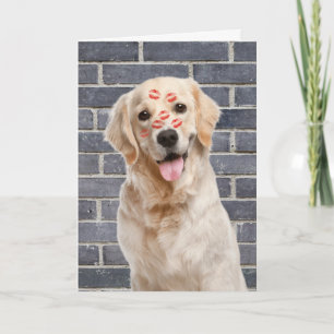 Carte Anniversaire Golden Retriever en brique