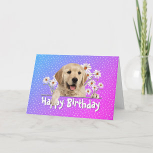 Carte Anniversaire Golden Retriever en Pois