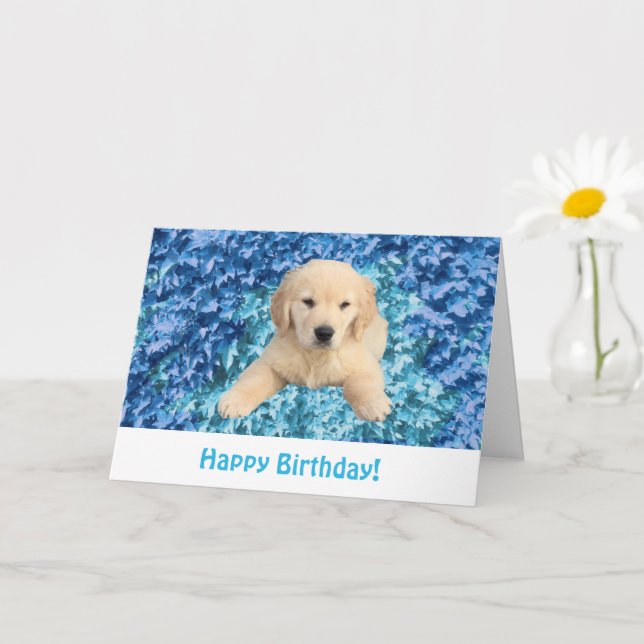 Carte Anniversaire Golden Retriever Puppy (Petite plante)