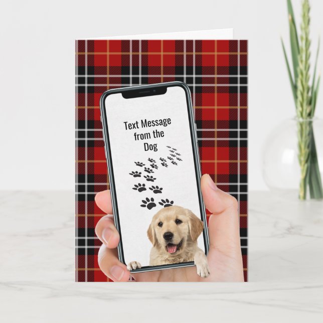 Carte Anniversaire Golden Retriever SMS cellulaire (Devant)