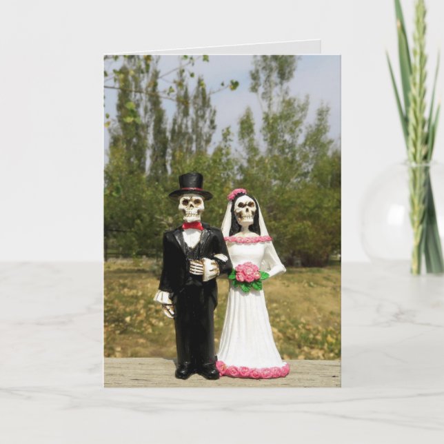 CARTE ANNIVERSAIRE GOTHIQUE SKELETONS (Devant)