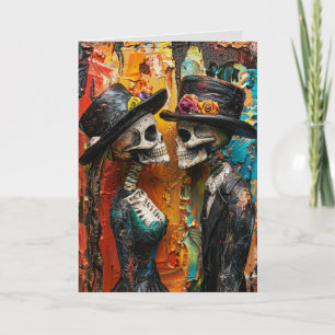 CARTE ANNIVERSAIRE GOTHIQUE SKELETONS