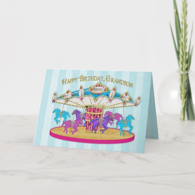 Carte Anniversaire - Grand-fils - Carousel (Devant)