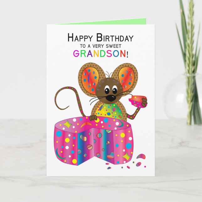 Carte Anniversaire, Grand-fils, souris, collection Kalei (Devant)