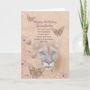 Carte Anniversaire, grand-père, cougar et papillons