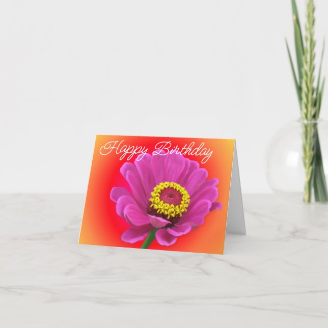 Carte Anniversaire grand zinnia verset ludique par Jo Im (Devant)