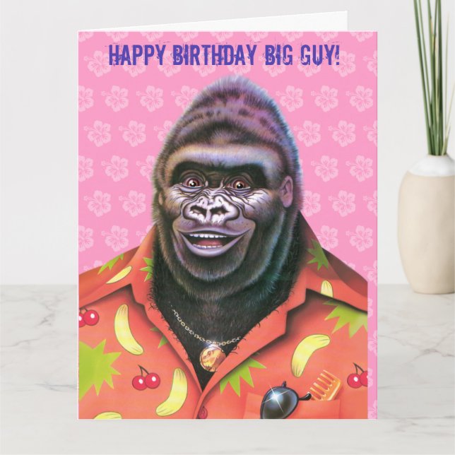 Carte Anniversaire Grande Vain Gorilla design. (Devant)