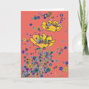 Carte Anniversaire - Grandes Fleurs Jaunes