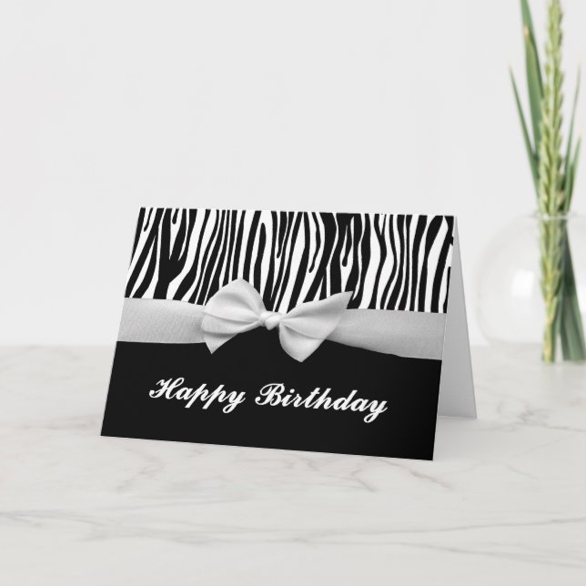 Carte Anniversaire graphique de rayure de zèbre et de (Devant)
