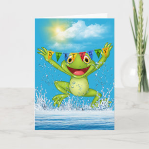 Carte Anniversaire Grenouille en saut dans l'eau