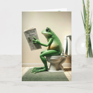 Carte Anniversaire Grenouille verte assise sur une Toile