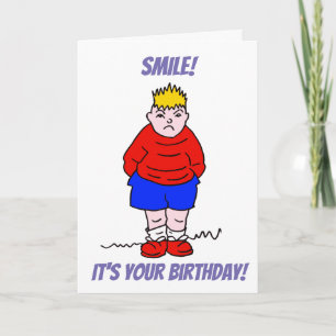 Carte Anniversaire grincheux de sourire de garçon