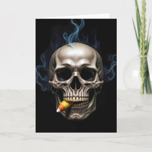 Carte Anniversaire Halloween Crâne Fumant Morsure de Maï