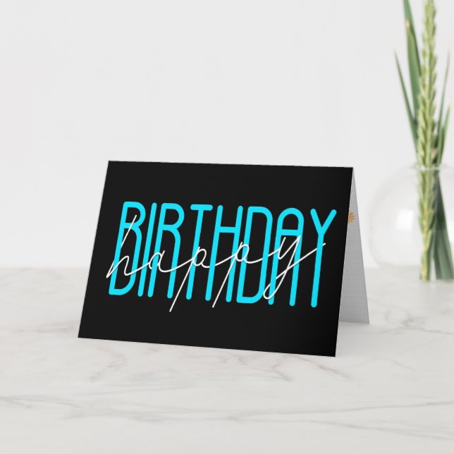 Carte anniversaire heureux contemporain en noir (Devant)
