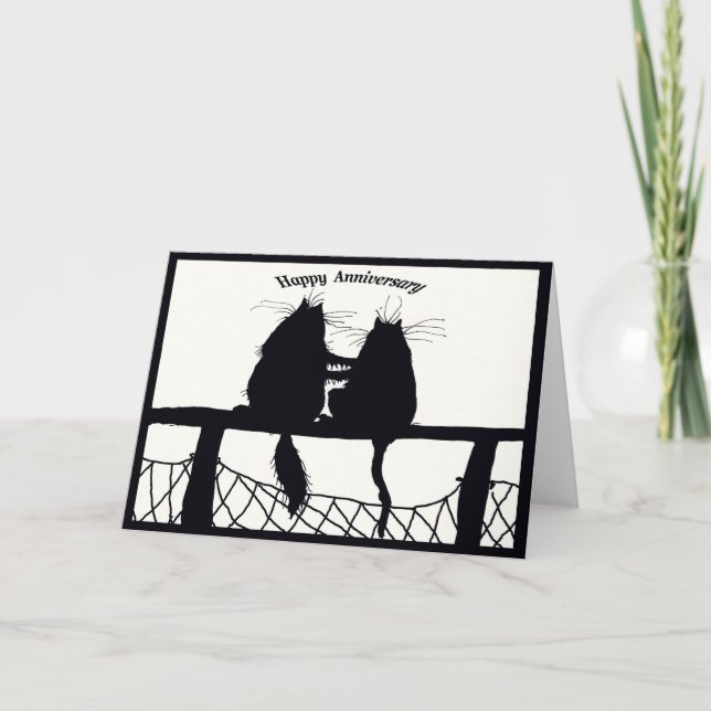 Carte anniversaire heureux, couple de chat (Devant)