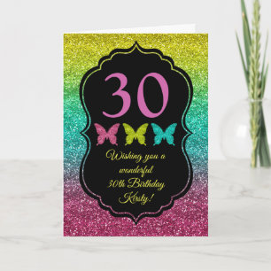 Carte Anniversaire heureux dégradé de paillettes arc-en-