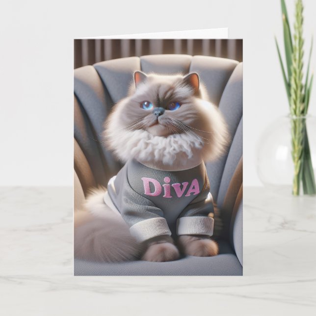 Carte Anniversaire Himalayan Diva Chat (Devant)
