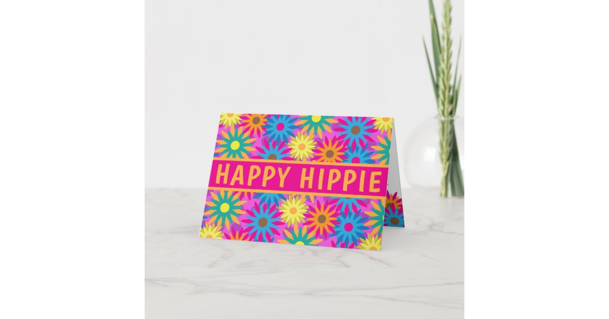 Carte Anniversaire Hippie De Flower Power Des Annees Zazzle Fr