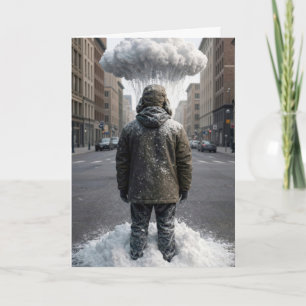 Carte Anniversaire Hiver Humour Nuage de Neige