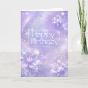 Carte Anniversaire holographique lavande numérique futur