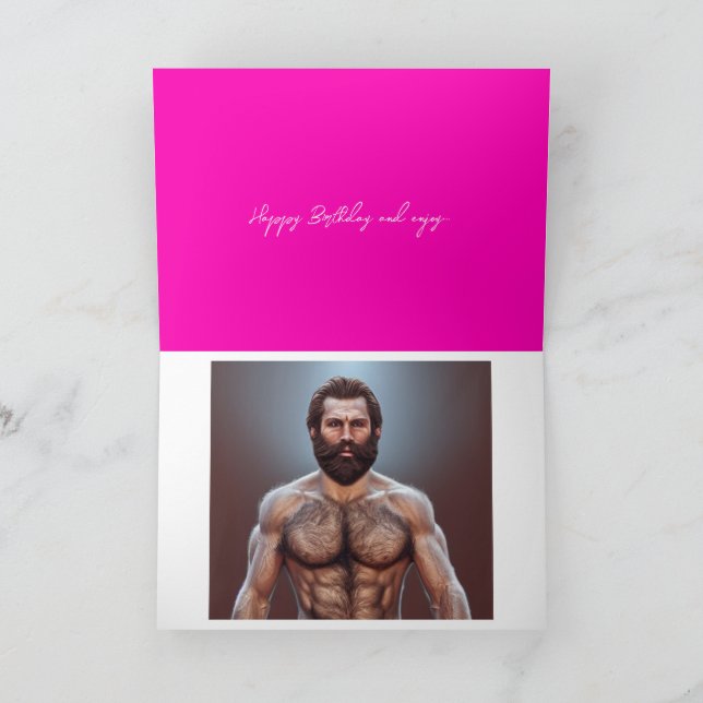 Carte Anniversaire Homme Porté Mignonne Rose Drôle (Intérieur)