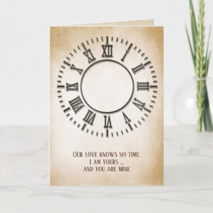 Carte Anniversaire Horloge intemporelle sur Sepia