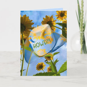 CARTE ANNIVERSAIRE HOWDY SUNFLOWER CASQUETTE SOLEIL JOUR