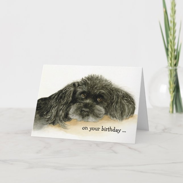Carte Anniversaire humoristique avec Lovable Poodcard (Devant)